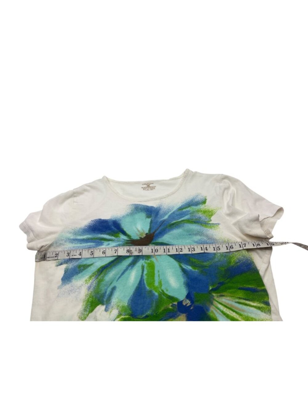 Jones New York Sport White Floral T-Shirt With Blue & Green Design Womens XL 40c - Picture 3 of 6
